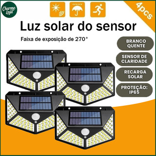 Kit 4/6/10 Luminária Solar 100 Led Com Sensor Jardim Prova D'Água Três modos de transformação