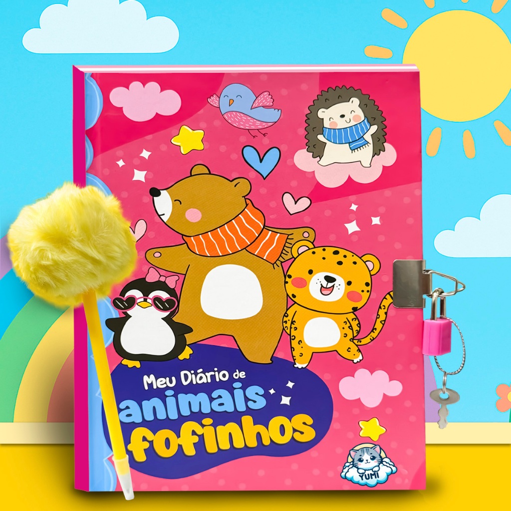Meu Diário Fofinho Animais | Livro Infantil Com Caneta Fofa  | Segredos E Diversão Para Meninas