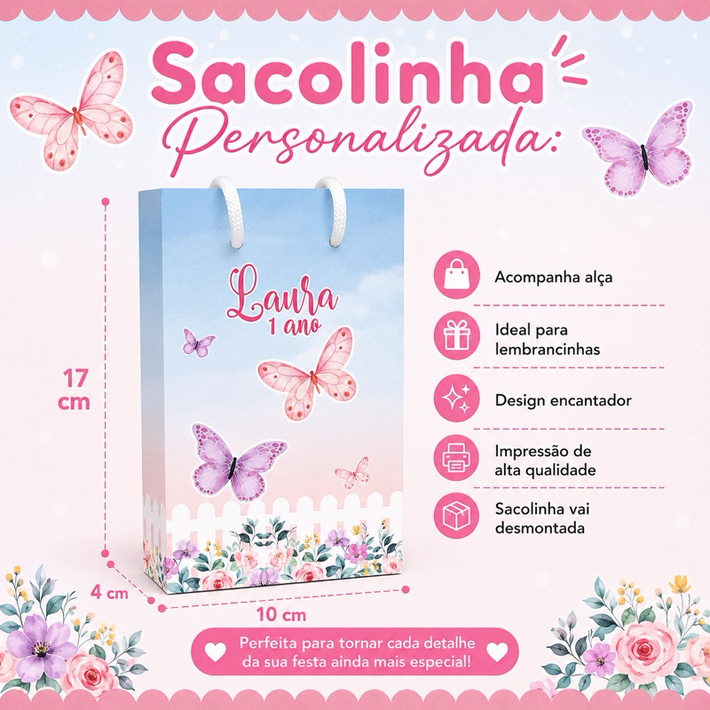 10 Sacolinhas Personalizadas JARDIM ENCANTADO