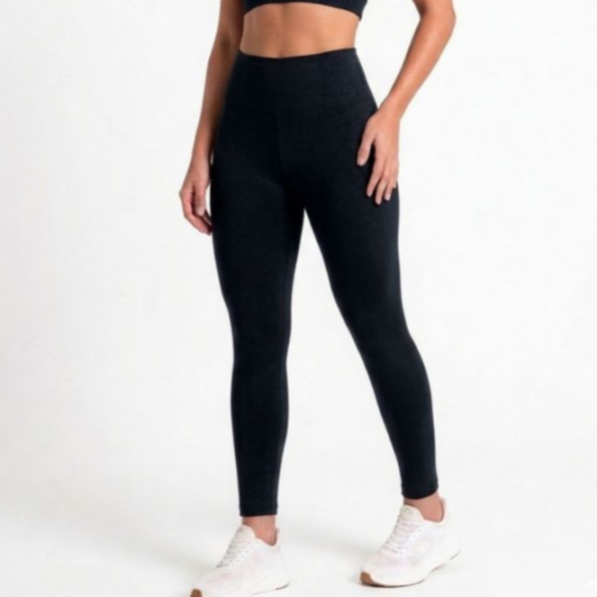 Calça Legging Preta Feminina Cintura Alta Academia Fitness Suplex com Bolso Yoga Treino Casual