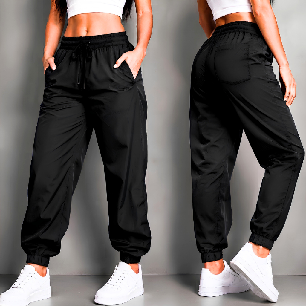 Calça Jogger Feminina Modelagem Ampla Tactel Premium Com Bolsos Academia Fitness Com Elastano Leve Confortável