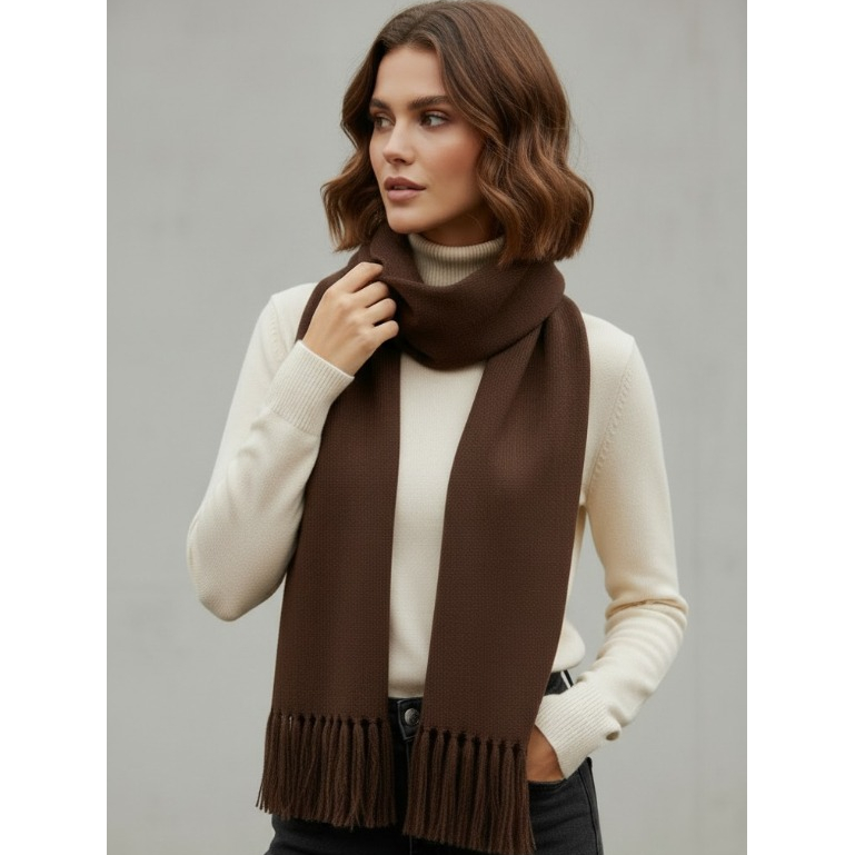 Cachecol Lenço Echarpe Tipo Pashimina Tricot Inverno Moda Tendência Feminino e Masculino Franja
