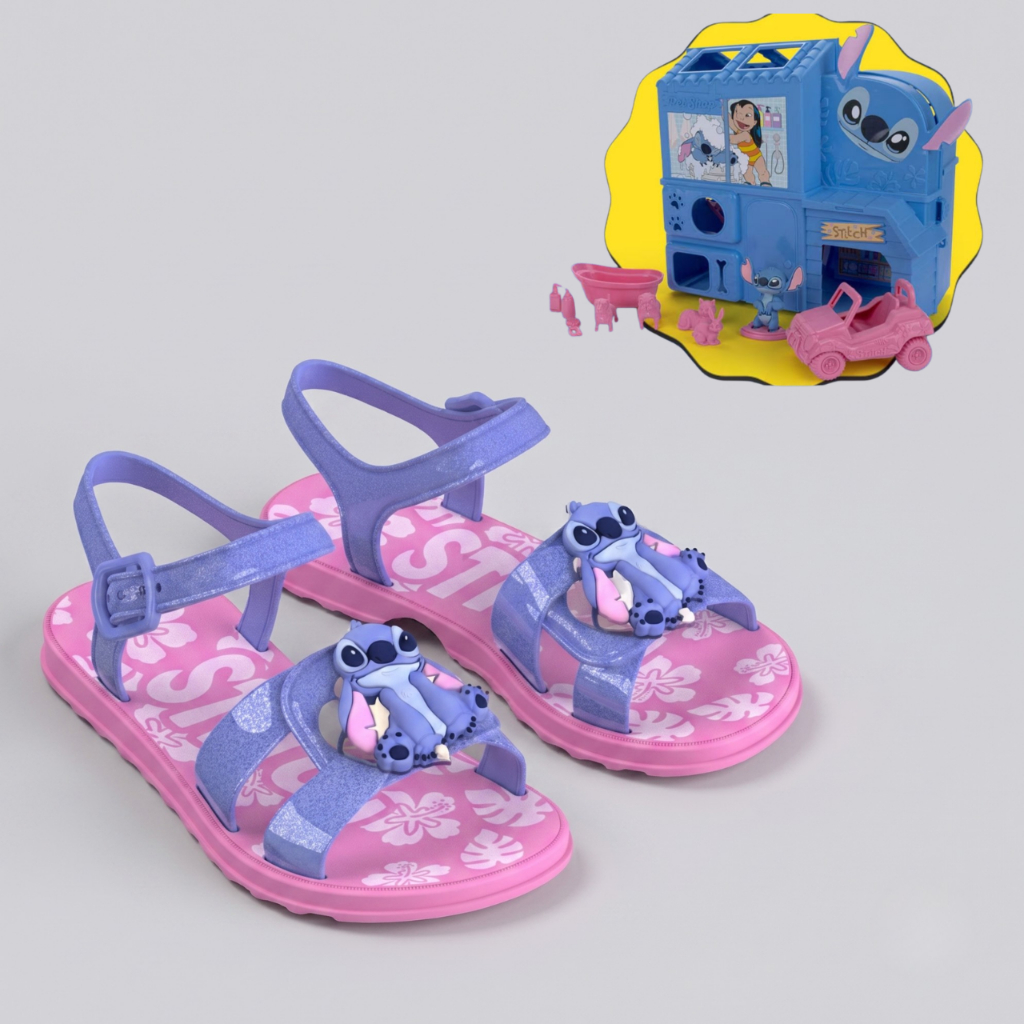 Sandália Feminina Infantil Grendene Stitch Pet Shop Lançamento