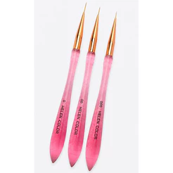 Kit Pincel para Nail Art Helen Color 3 Peças Nº 0, 00 e 000 para Decoração de Unhas em Gel