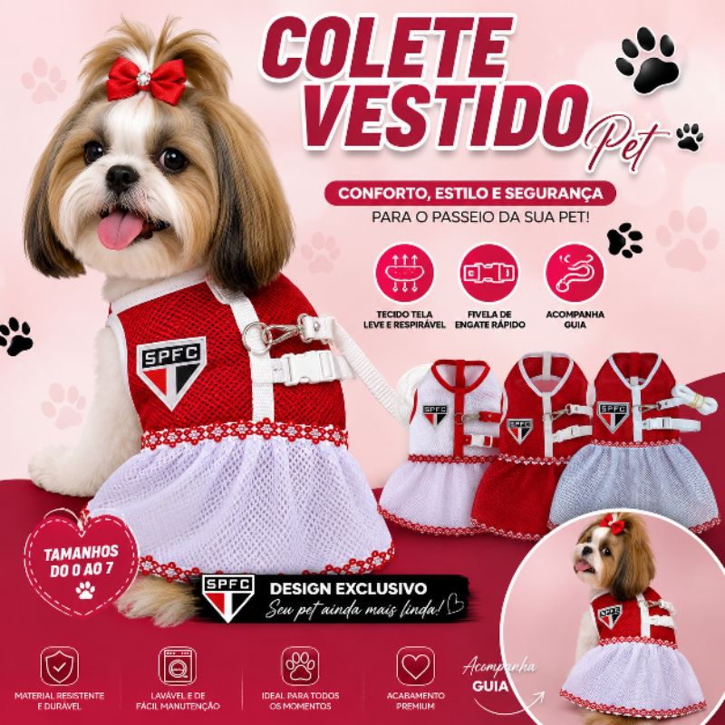 Roupinha de Cachorro São Paulo C/saia