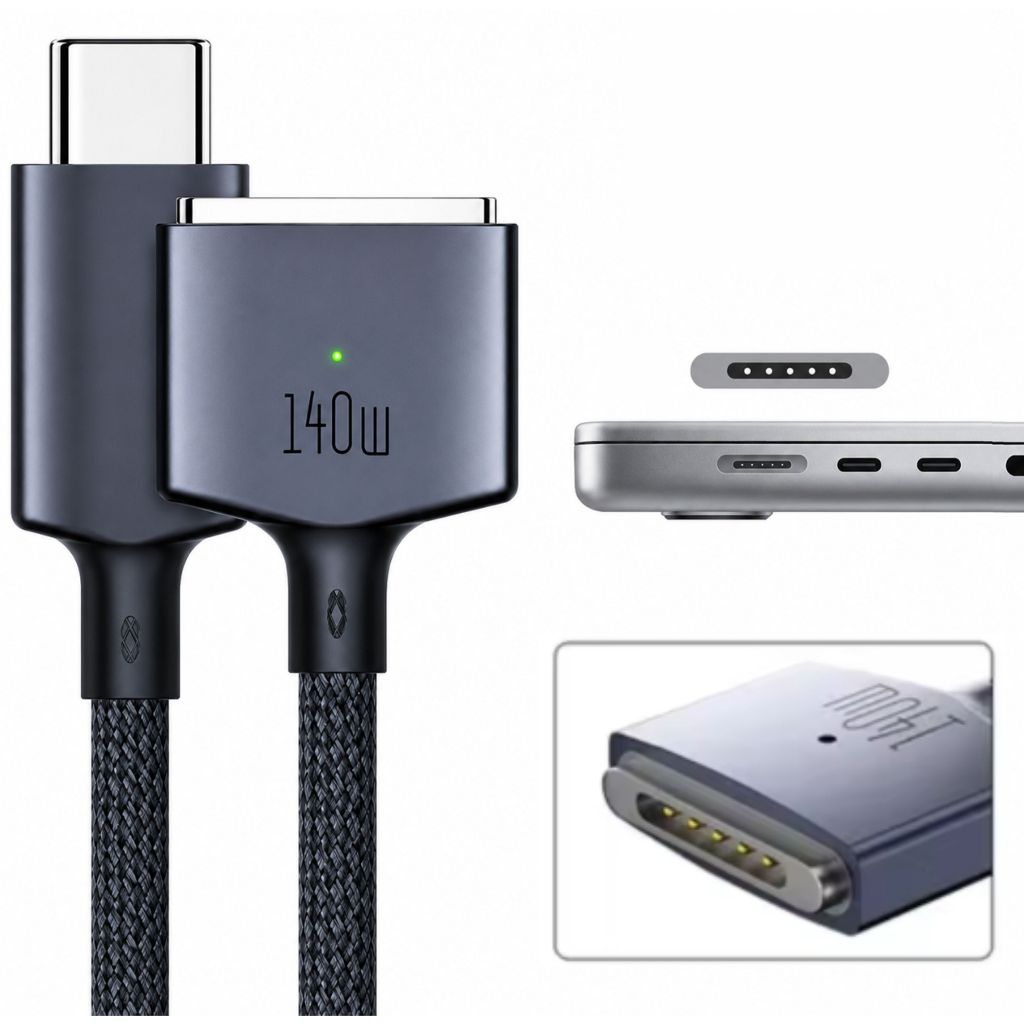 Cabo Magsafe 3 Carregador 140w Usb-c Para Macbook Pro Air Magnético Rápido LED, PD - 2 Metros