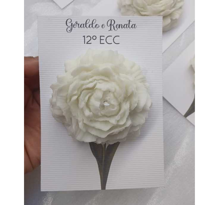 10 Vela Aromática Flor Personalizada com Tag  Lembrancinha para Casamento 15 Anos Batizado Crisma aniversário bodas