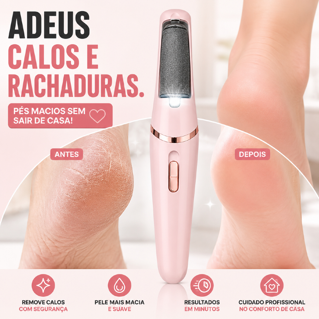 Lixador de Pé Elétrico - Esfoliador Tira Calos Pedicure Portátil - Lixa de Pé Elétrica Recarregável USB À Prova D'Água