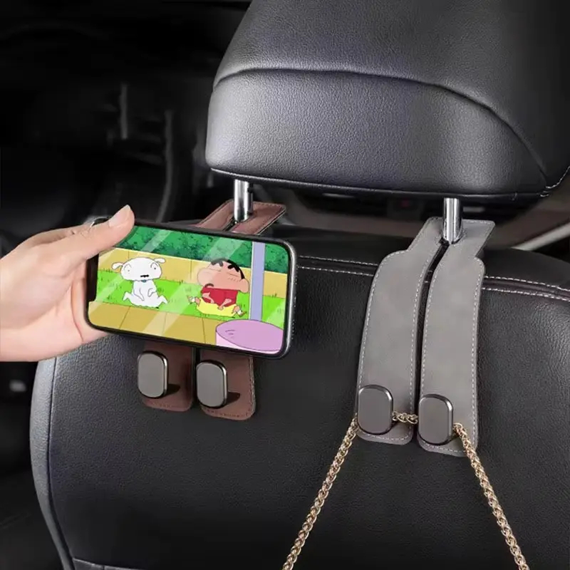 Gancho Universal Para Encosto De Cabeça De Assento De Carro-Duplo Couro Premium , Cabide De Liga Grande Com Suporte