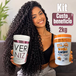 KIT Verniz Máscara De Hidratação + Bomba Cachos 2 em 1 Creme De Pentear Nutrição Cachos Definição