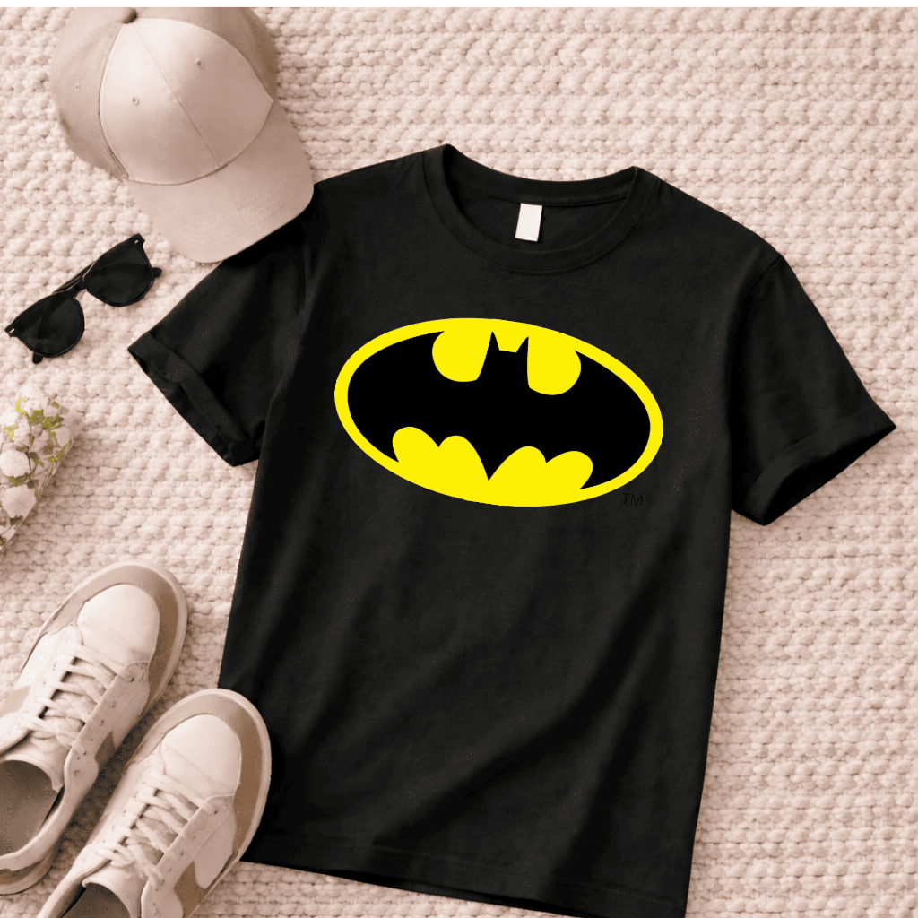 Camiseta  Camisa Blusa Infantil Batman em Algodão 100% | Camisa Personagem Confortável do Tamanho 2 ao 12