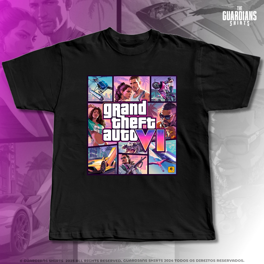 Camiseta GTA VI Poster Ofc Game 100% Algodão Envio Imediato
