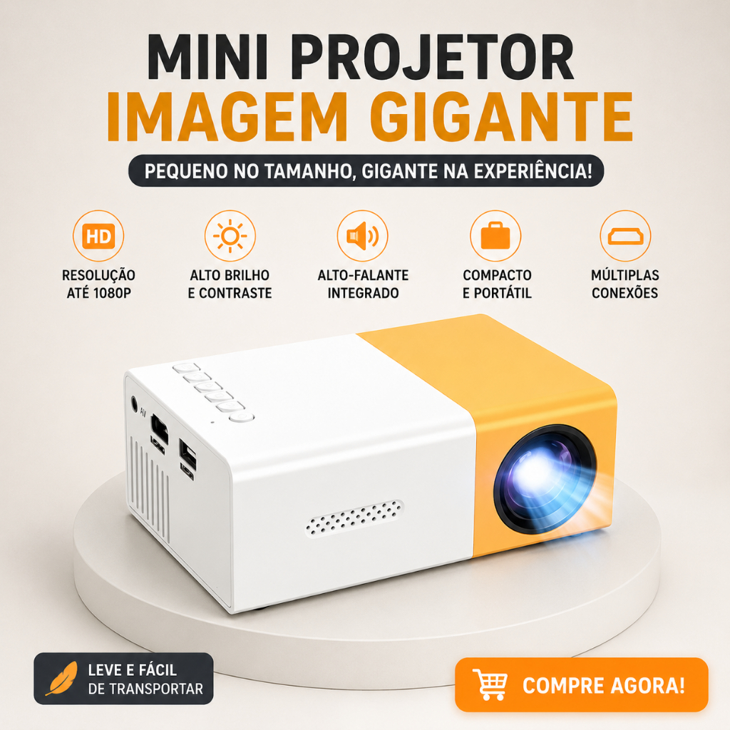 Mini Projetor Portátil Led 1080p 600 Lúmens Hdmi YG300 Envio Imediato RBG