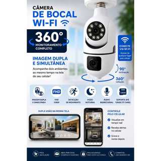 Câmera De Segurança ip 360, FULL HD , Wifi, Full HD, Lentes Duplas, Visão Noturna, Microf…