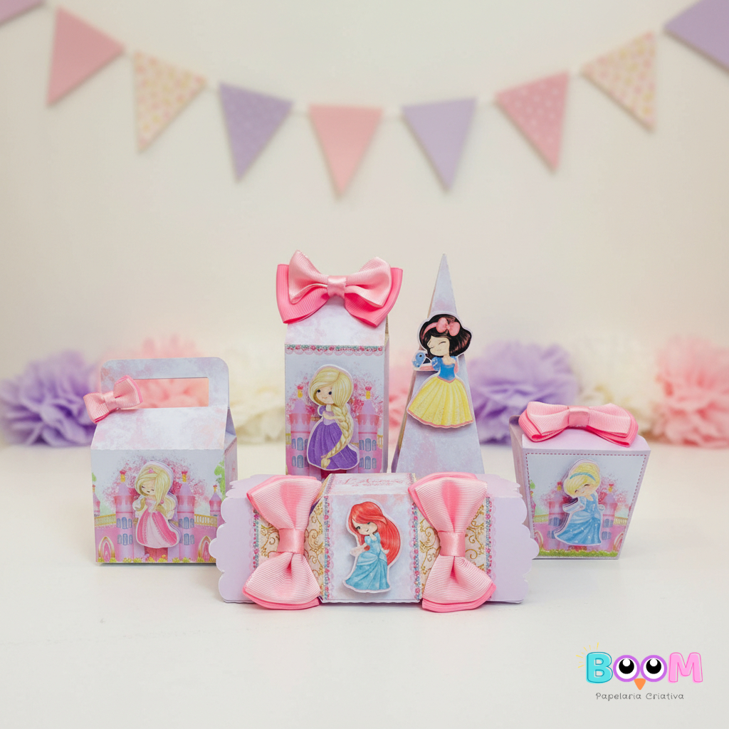 *DESMONTADO* Kit Festa Personalizado Princesas Aquarela | 15, 25 ou 40 Lembrancinhas | Decoração de Festa Infantil
