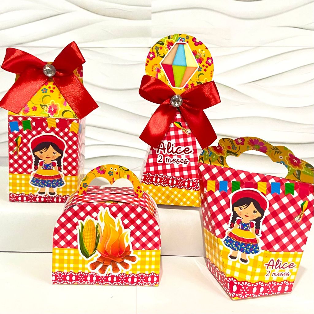 Kit Caixas Personalizadas FESTA JUNINA/ JULINA Lembrancinhas Festa ARRAIÁ Aniversário Desmontadas