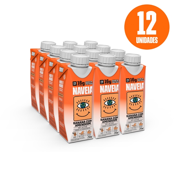 Pack 12x Super Shake Naveia Banana com Amendoim 250ml