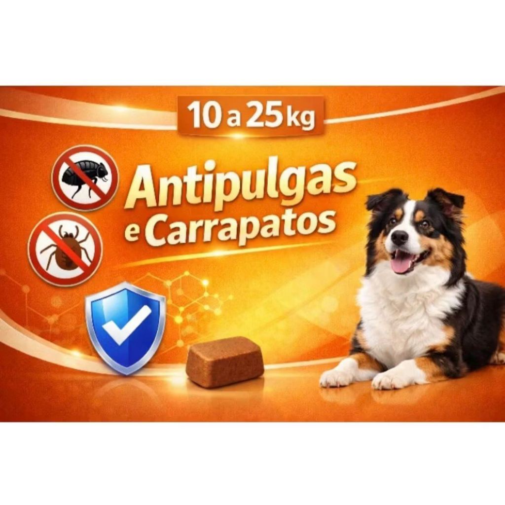 Kit 4 Unidades Antipulgas 10 a 25kg