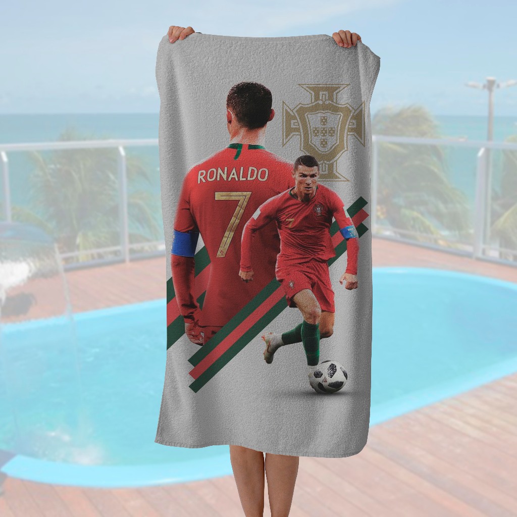 Toalha do Cristiano Ronaldo - Praia ou Piscina - 140x70cm - Grande para Presente — imagem 2 de 2