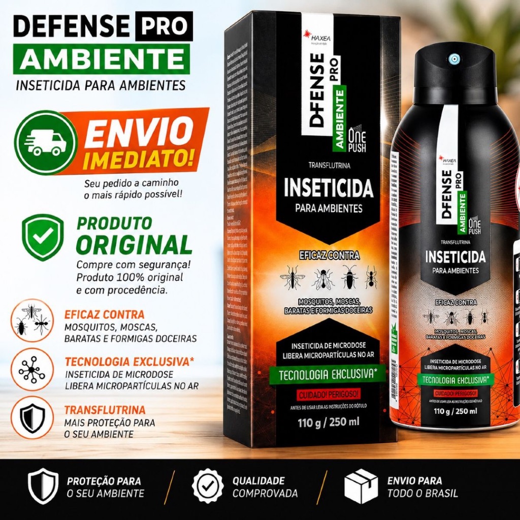 Inseticida Repelente D-Fense Pro Anbiente 250ml One Push Contra Dengue Zika e Chikungunya