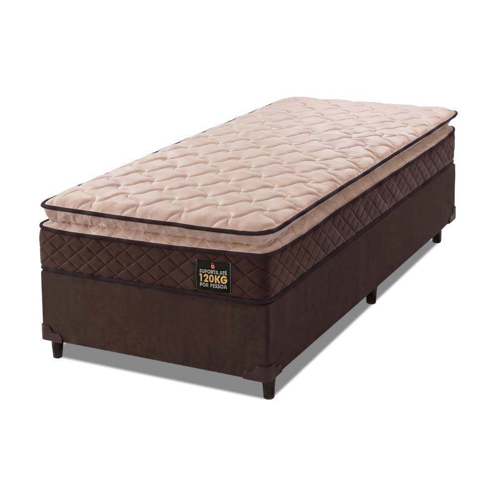 Cama Box Solteiro Colchão Espuma D33 Pillow Top Millenium 88x188x57cm Marrom Hellen