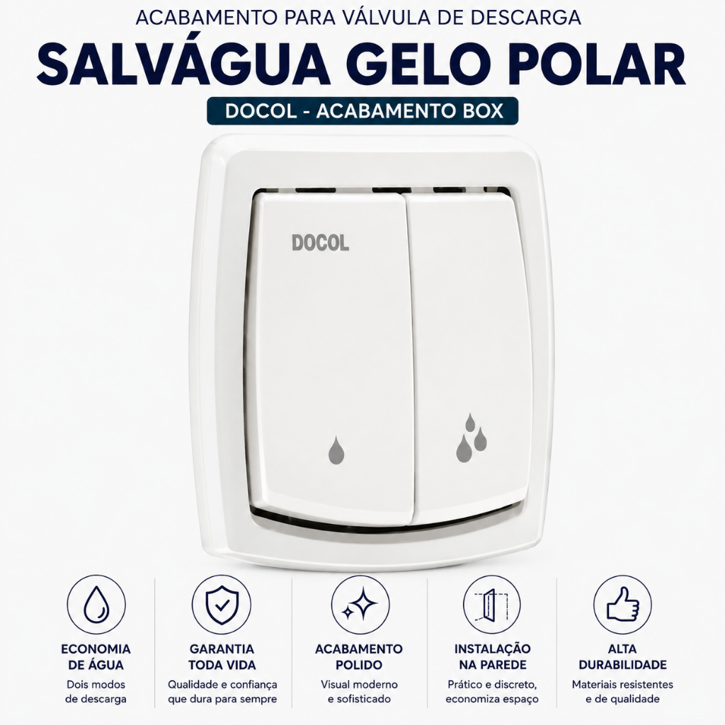 Acabamento Para Válvula De Descarga Salvágua Gelo Polar Box Docol - Original
