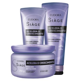 Kit Siàge Acelera o Crescimento (Shampoo 250ml + Condicionador 200ml + Máscara 250g) Eudora