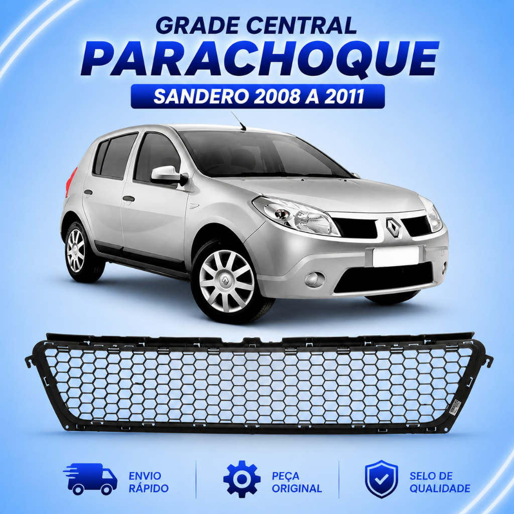 Grade Central Parachoque Sandero 2008 2009 2010 2011