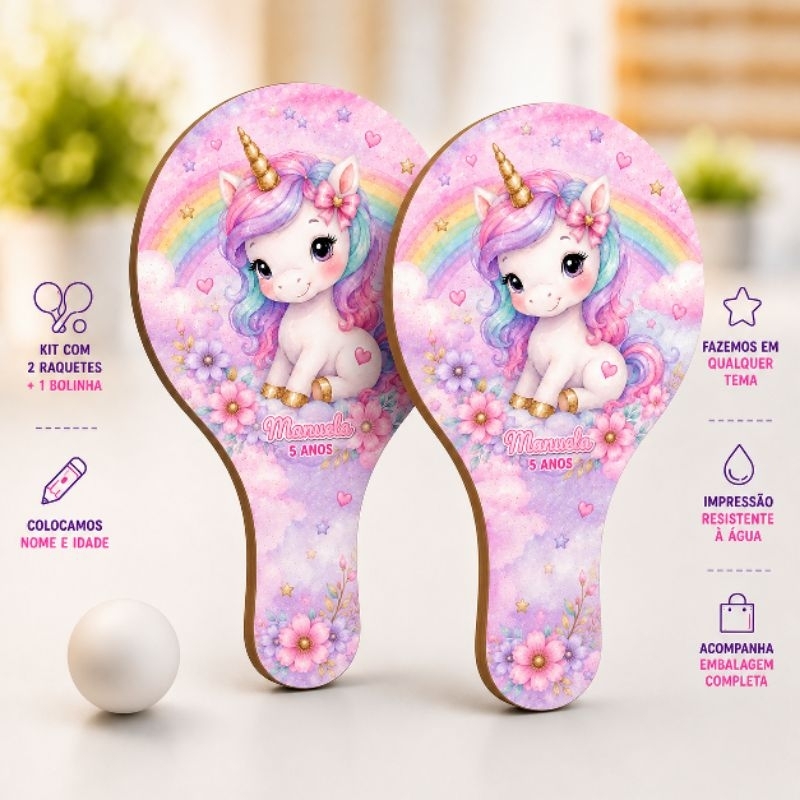 Lembrancinha Unicórnio Ping Pong Personalizados Festa Infantil Aniversário