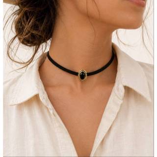 Chocker colar de camurça lisa marrom ou preto com enfeite abs pedra preta e dourada 🌵wester cowntry 🌵 B37