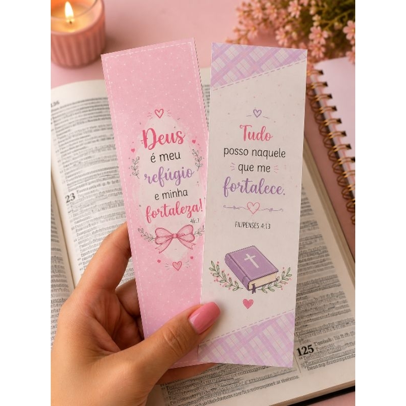 Marca Página Cristão Personalizado | Marcador de Bíblia | Lembrancinha para Igreja | Papel 180g | 5x15 cm