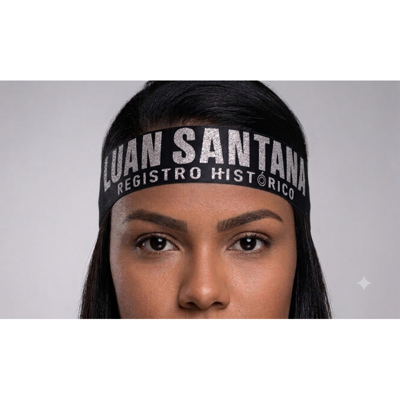 Headband Luan Santana Faixa de Cabeça c/ Glitter Preta – Registro Histórico (1 un)