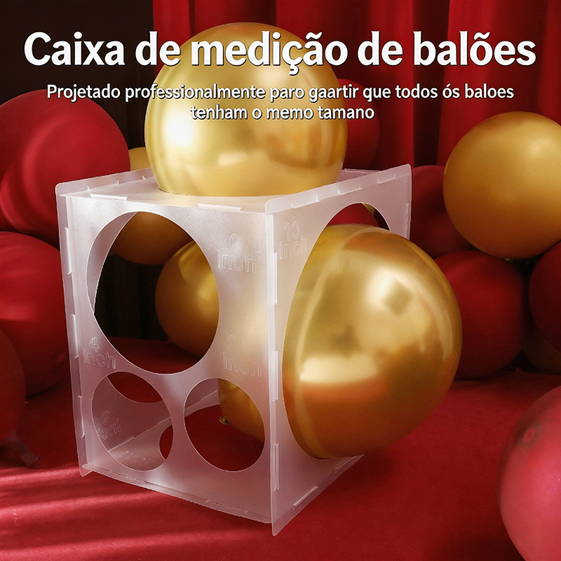 Medidor de Balões Bexiga Plástico Dobrável 11 Tamanhos Ferramenta Decoração Halloween Formatura e Festas