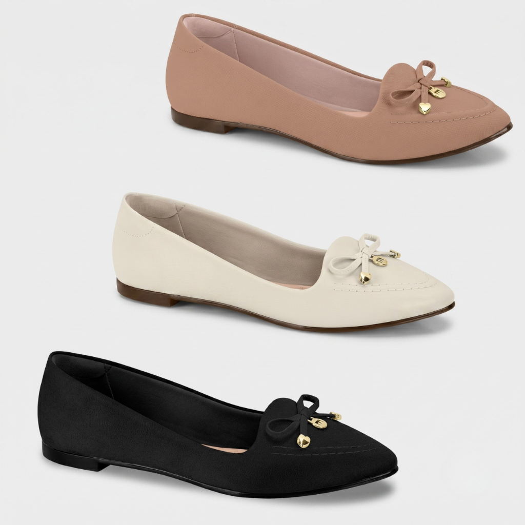Sapatilha Feminina Moleca Laço Bico Fino Casual Conforto