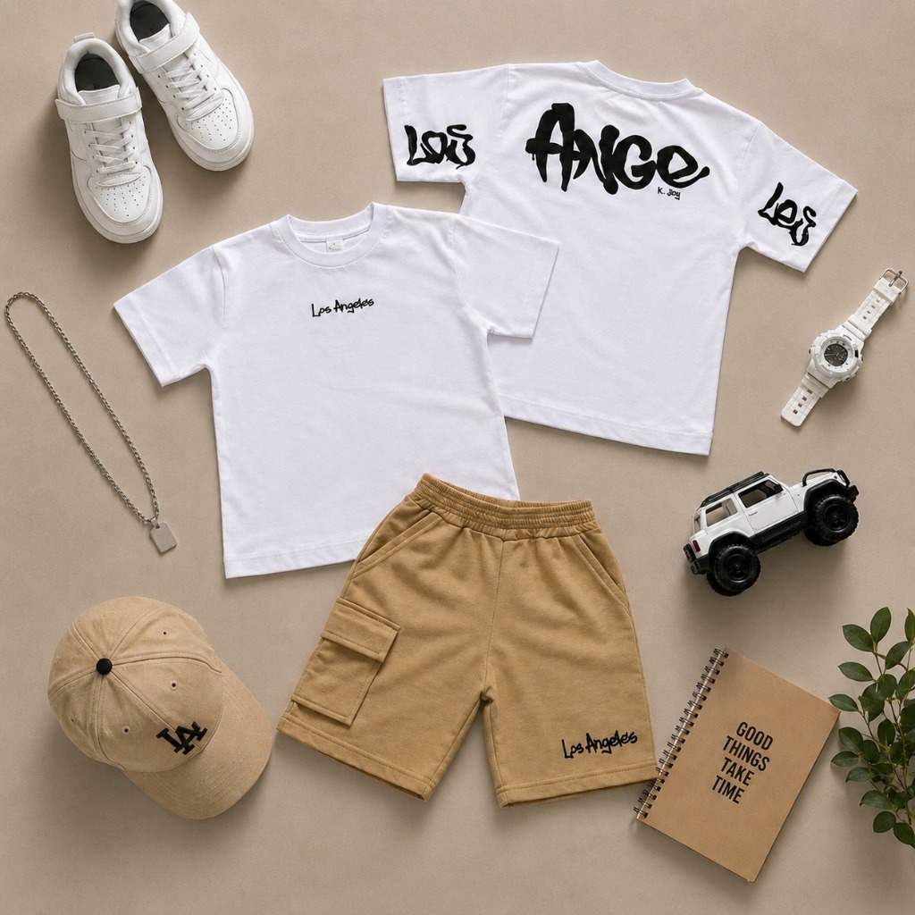 Roupa de Menino - Bermuda Moletinho e Camiseta Algodão