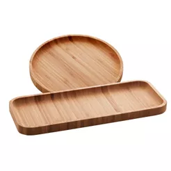Bandeja Tabua Petisco, Queijeira, Prato Bolo de Bambu Hire 28x11 / 24x11 / Redonda 20cm /25cm Lyor