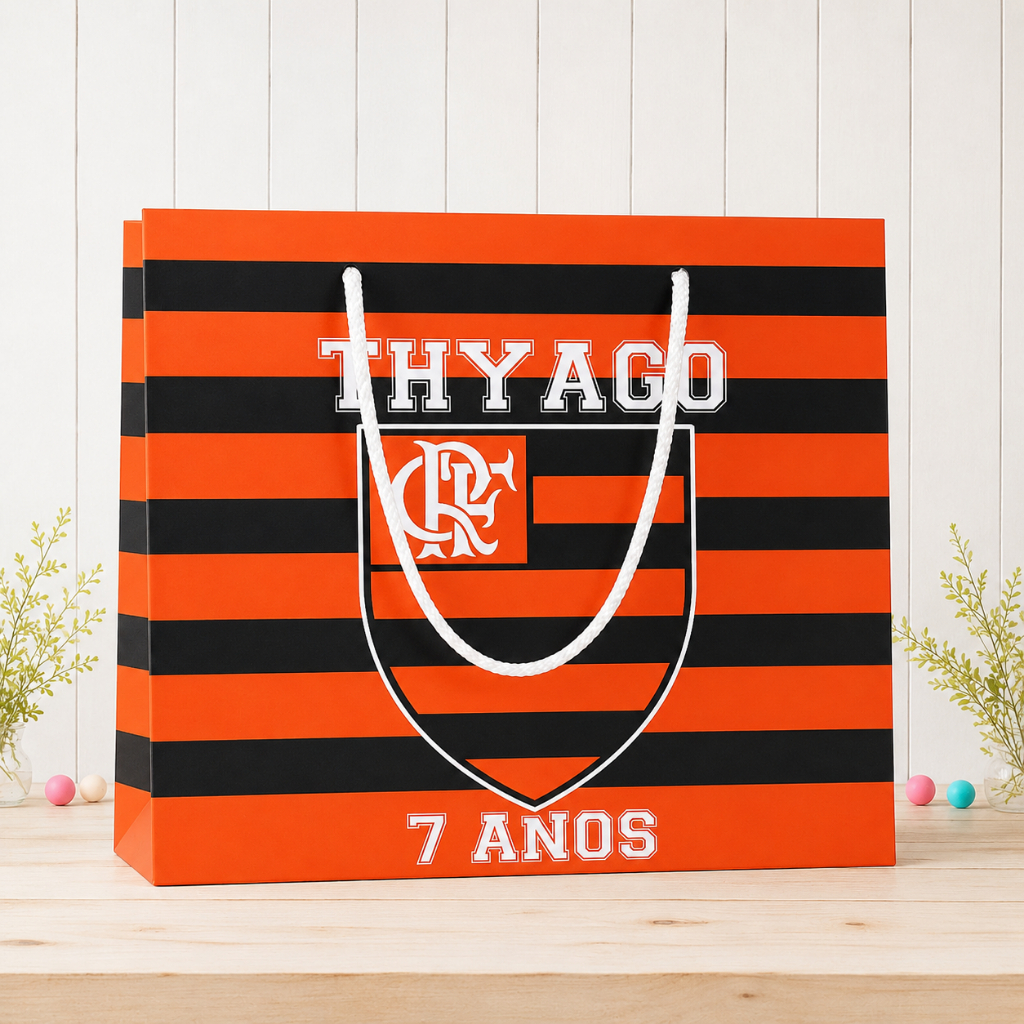SACOLINHA LANCHEIRA PERSONALIZADA FLAMENGO| Lembrancinha Aniversário Infantil | Sacola de Papel
