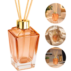 01 Frascos de Vidro Trapézio Degrade Mel 250ml Com Tampa Luxo Difusor de Ambiente + Varetas