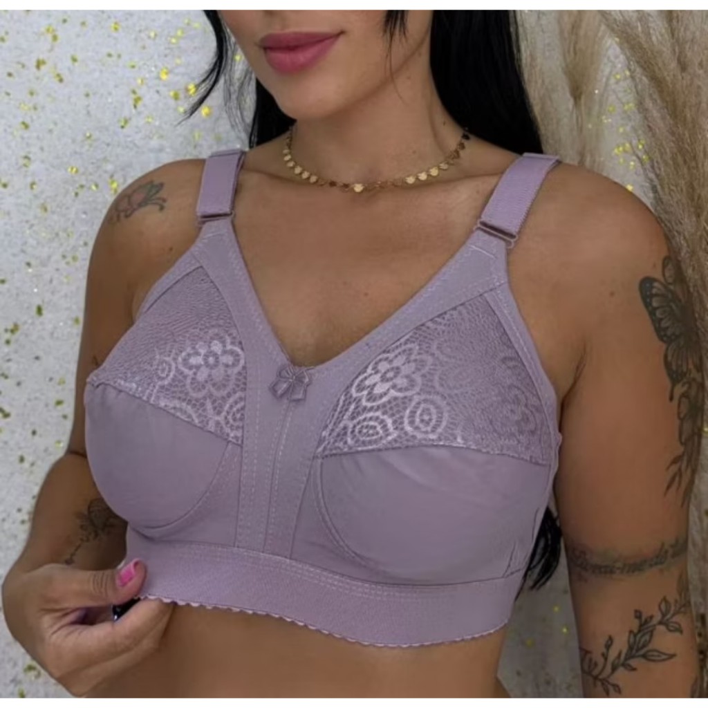 Sutiã Feminino Reforçado Feminino com Pala em Poliamida Alta Sustentação Plus Size Conforto Extra