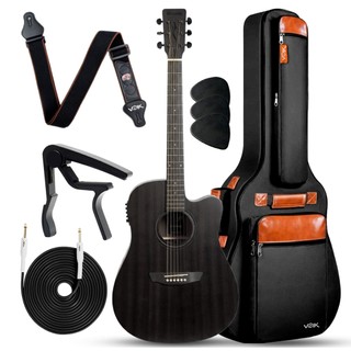 Kit Violão Strinberg Elétrico Fs4d Folk Tos + Capa Luxo Correia Cabo P10 5m Capotraste e Palhetas