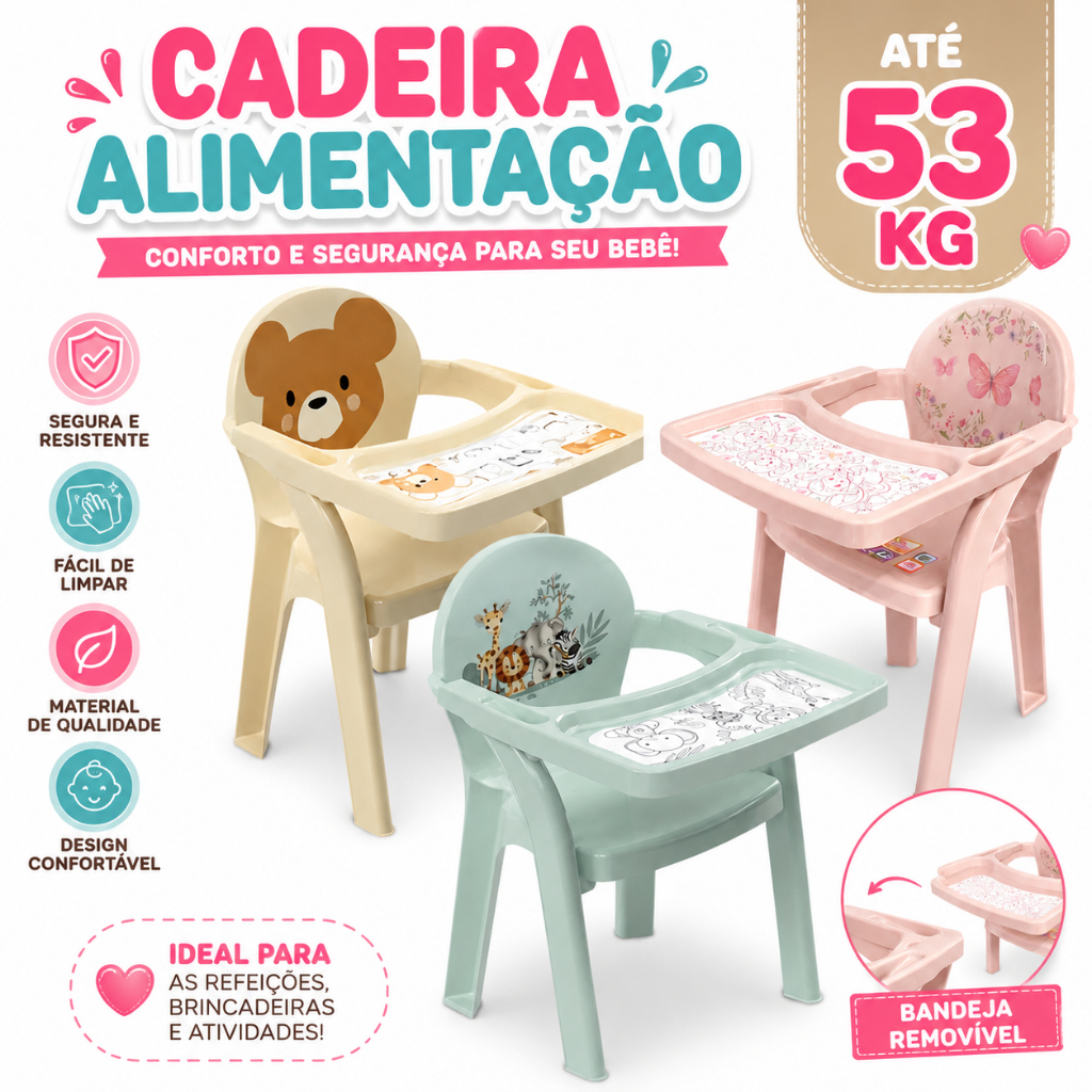 Cadeirinha para Refeição Poltrona Infantil  Bandeja Urso Plasutil Excelente Para Refeição Infantil