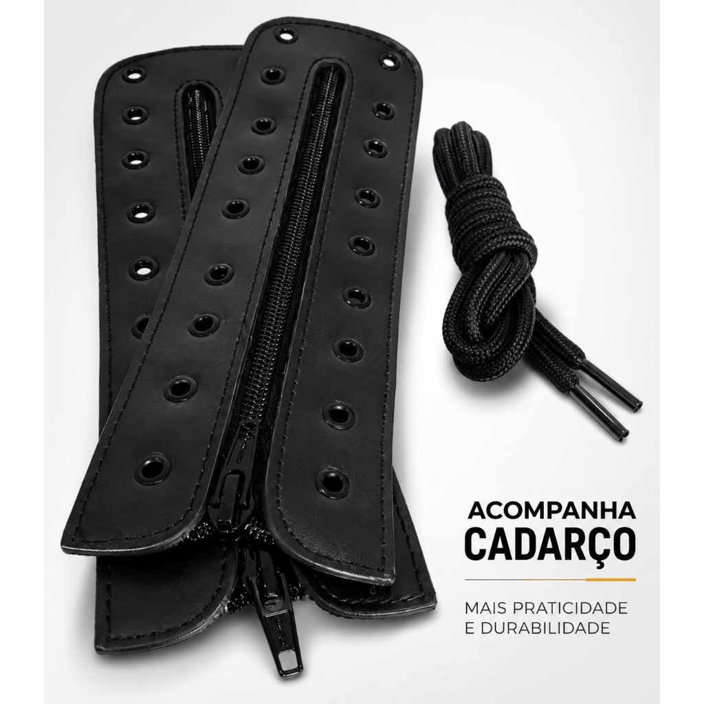 Zipeira Para Coturno Militar Em Couro Com Zíper Lateral 9 Furos Par