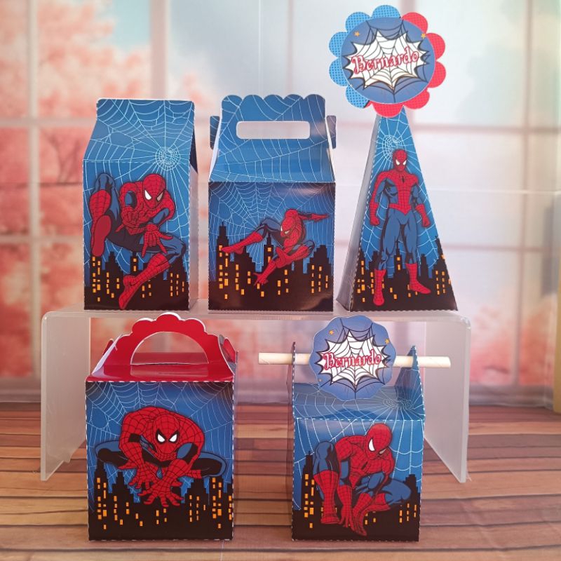 Personalizados Homem Aranha, caixinhas de lembrancinhas do Homem Aranha