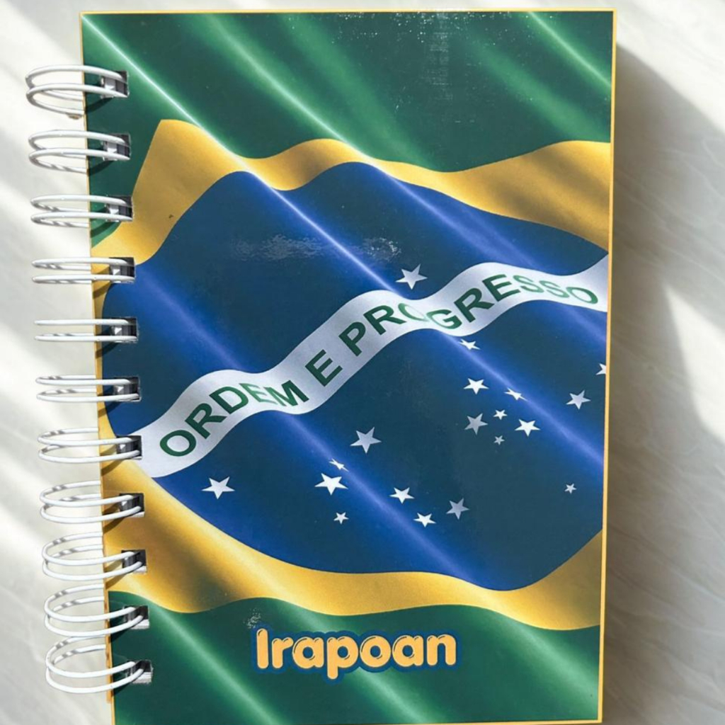 CADERNO ESPIRAL COM CAPA BANDEIRA DO BRASIL PERSONALIZADO