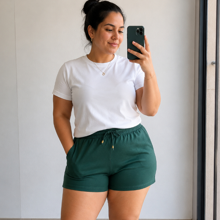 SHORT FEMININO MOLETINHO - PLUS SIZE G1 G2 / ELASTICO CONFORTÁVEL - CASUAL - BASICO