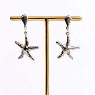 Brinco Feminino Estrela do Mar Aço Inox 316L Antialérgico Prata Praia Delicado.