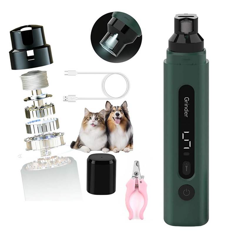 Aparador De Unhas Pet Cachorro Gato Moedor Lixador Elétrico LED 5 Velocidades USB