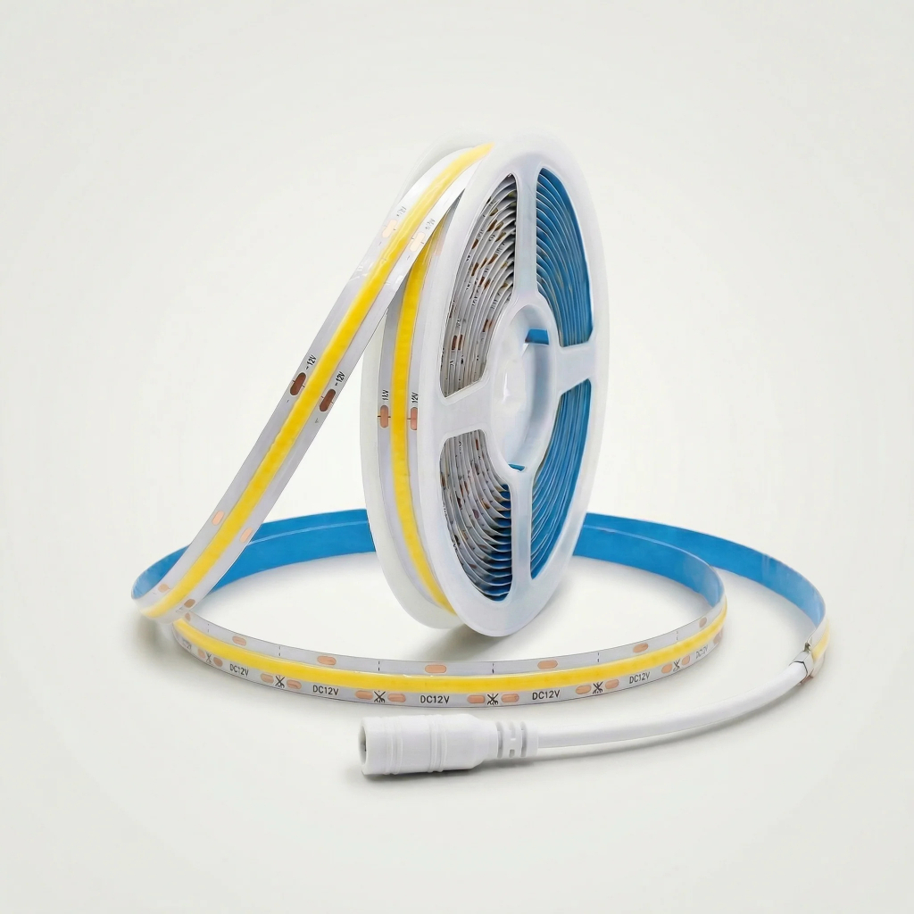 Fita de LED COB, 3000K, 4000K, 6000K, 5 metros, 8mm, 320 LEDs, 12V, IP20, adequada para perfis.