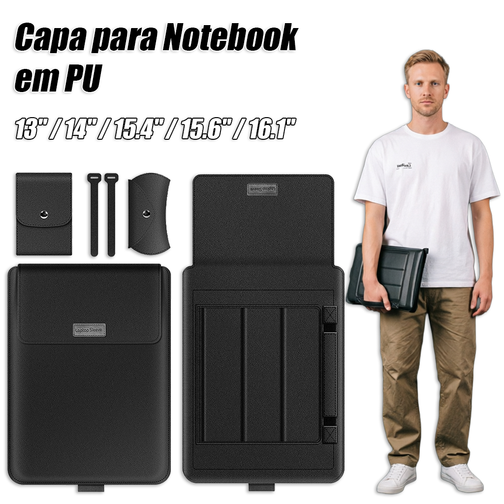 Capa Para Notebook Stand Macia De Couro PU Macbook Air Pro 13,3 e 15-16,2 Polega