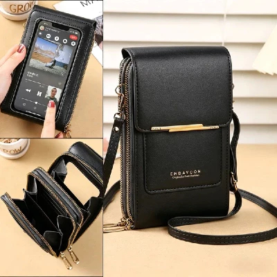 Crazy Bag Bolsa Feminina Transversal Touch Screen com Porta Celular e Cartão Fecho Magnético